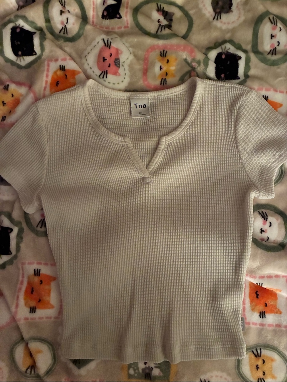 Tna White Waffle Knit top